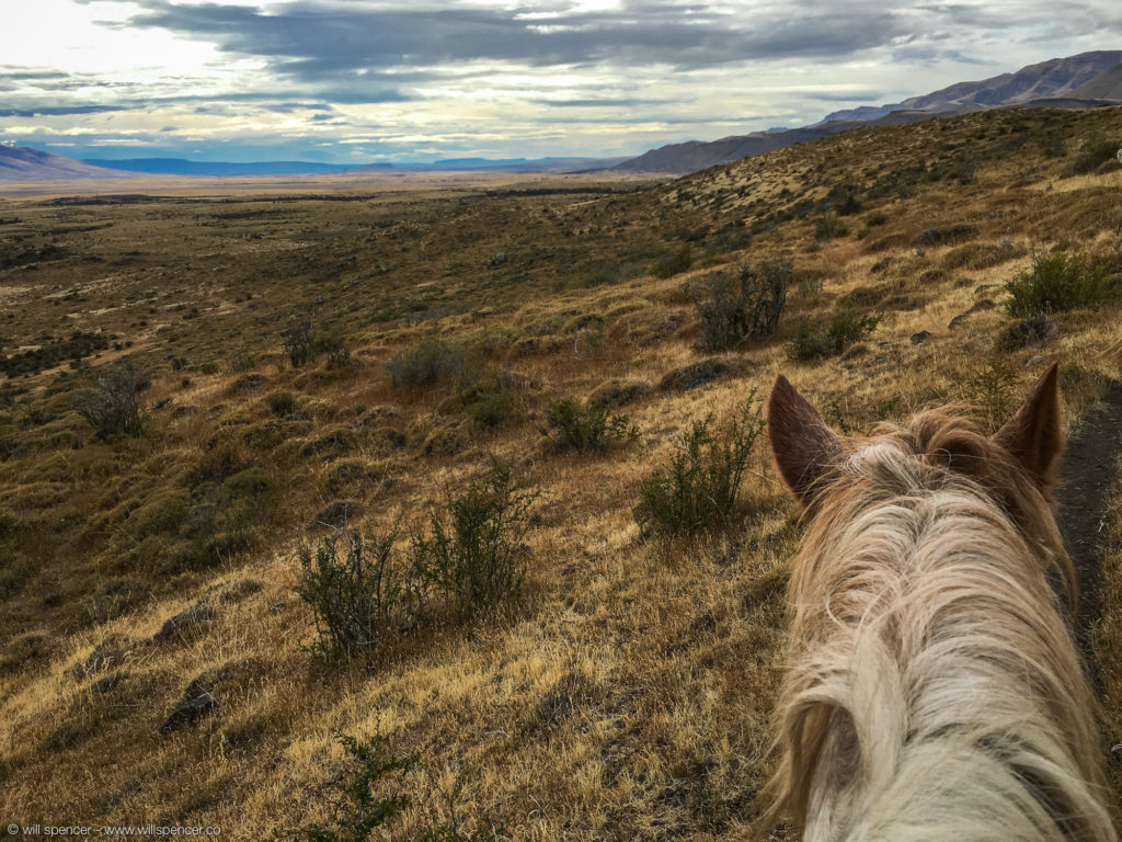 Riding horseback on the Argentinian pampa, in Patagonia. April 2016